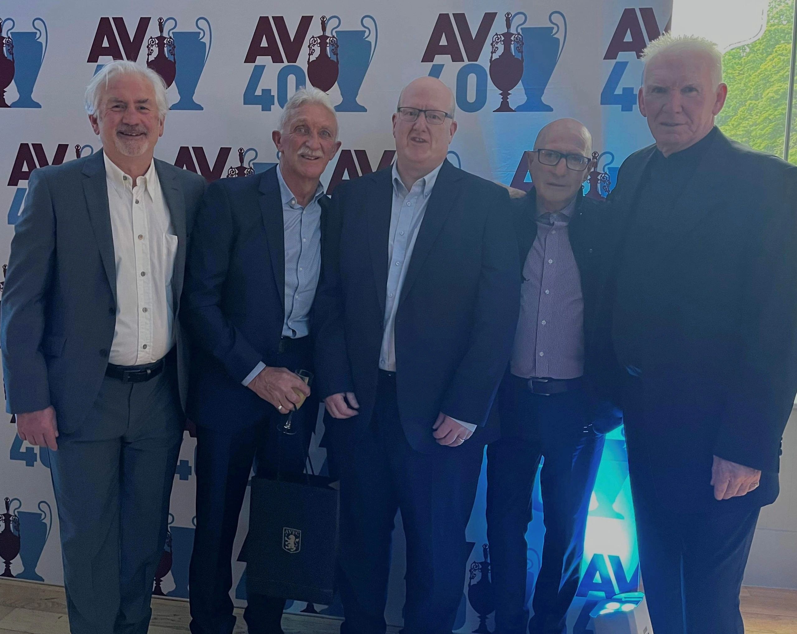 Just 14 author Andy Dale with legends Dennis Mortimer, Des Bremner, Gordon Cowans and Peter Withe