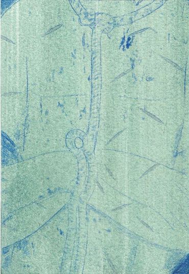 Ecce Homo
Acid green dye, fluorescent pigment and carbon blue on paper, 5 3/8 x 3 5/8 in, 2025