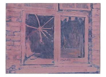 Window, Carbon blue and industrial dye on paper, 18x13.5cm, 2026