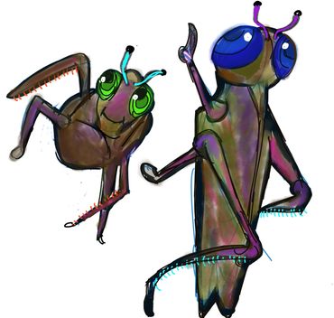 Illustration from Surf Soup children’s book series by Donna Kay Lau Grasshopper