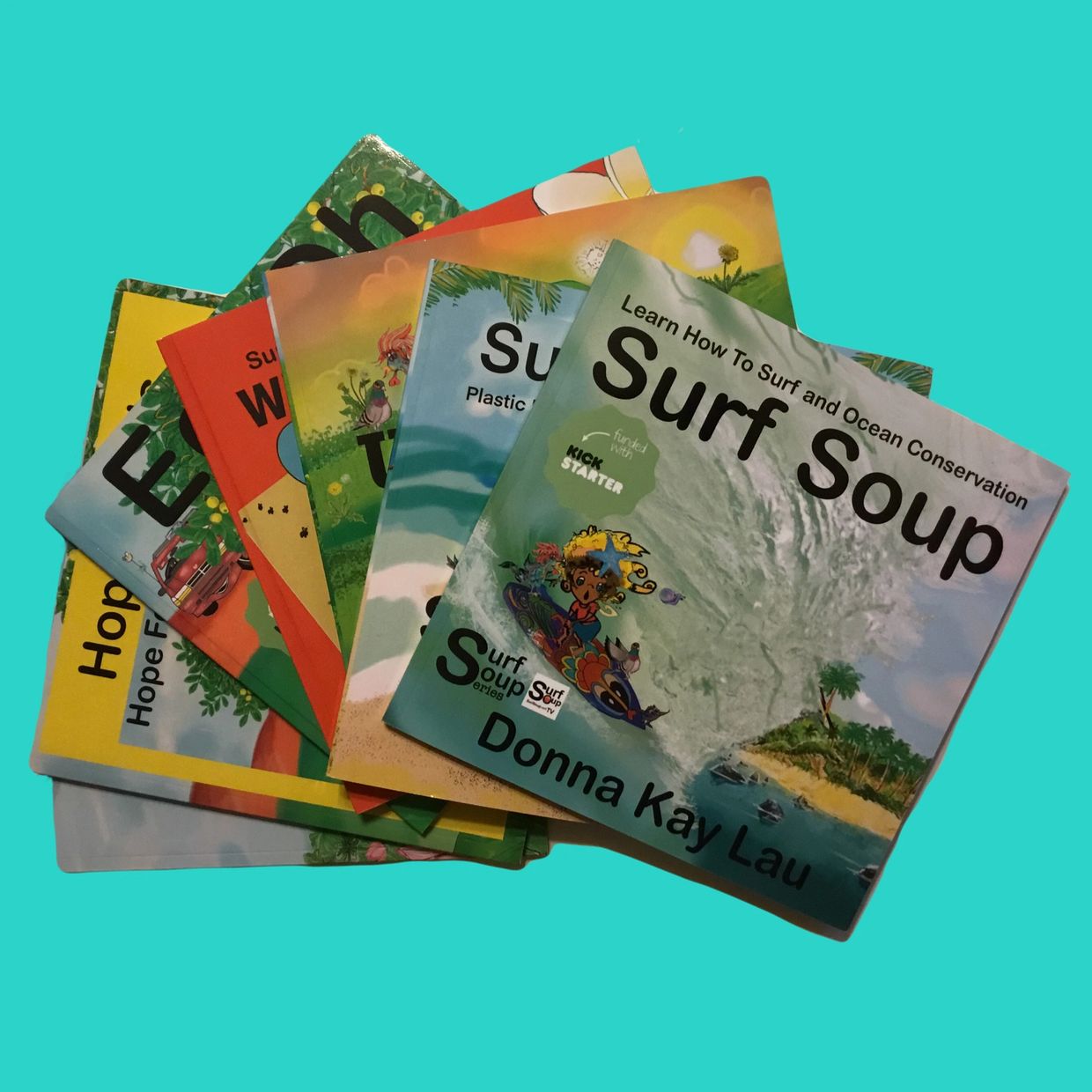 Surf Soup TV Show, Animated Enjoyment, Children's Illustrations, Kids' Fiction Books, Surfing Adventures.