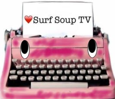 Illustration from Surf Soup children’s book series by Donna Kay Lau Typo, the typewriter