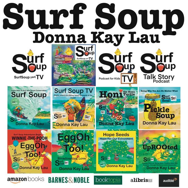 Surf Soup TV Show, Animated Enjoyment, Children's Illustrations, Kids' Fiction Books, Surfing Adventures.
