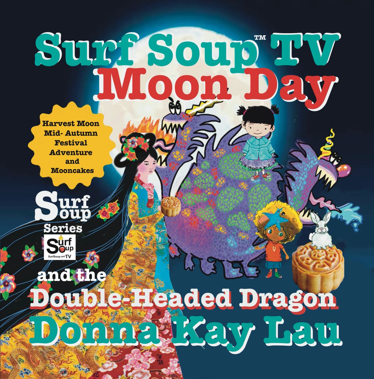 Surf Soup® Moon Day celebration scene with magical ocean elements