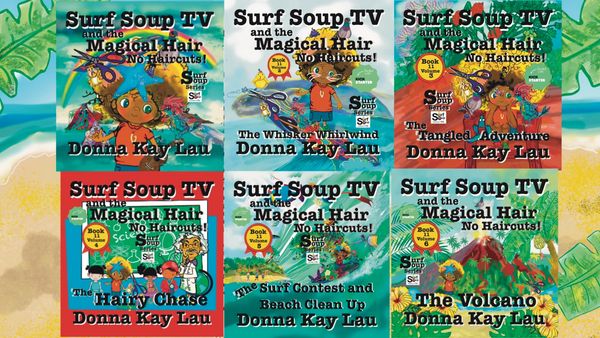 Surf Soup TV Show, Animated Enjoyment, Children's Illustrations, Kids' Fiction Books, Surfing Adventures.