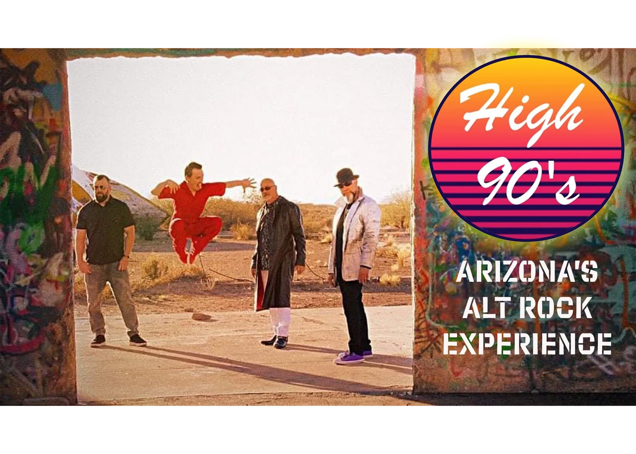 High 90's band photo outside