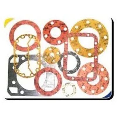 Various colorful gaskets arranged on a white background.
