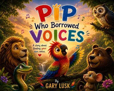 Colorful animated animals surround a singing parrot on a vibrant forest book cover.