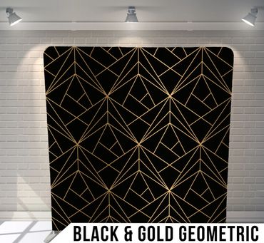 black and gold geometric backdrop