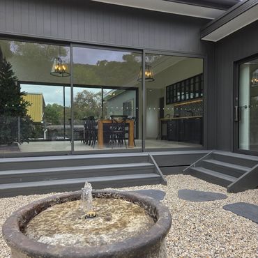 Home automation controlled water feature in Japanese garden, Healesville