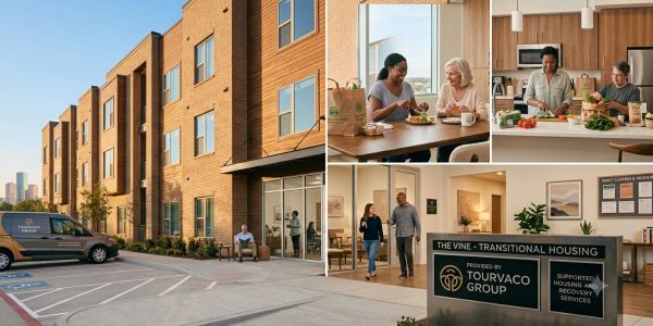 Transitional housing facility with community living and support services.