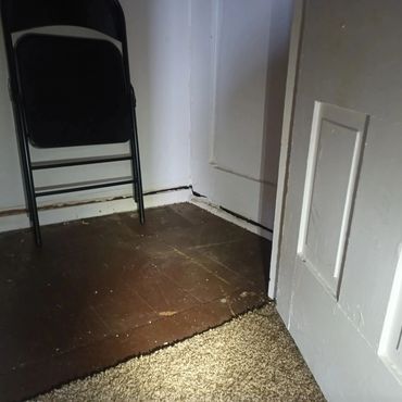 The floors were sagging here you can see how large the gap was when first getting to the job