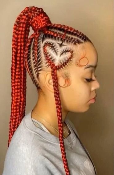 hearts stitch cornrows updo