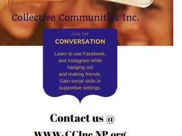 Three friends holding a phone in front of themselves and taking a group selfie.