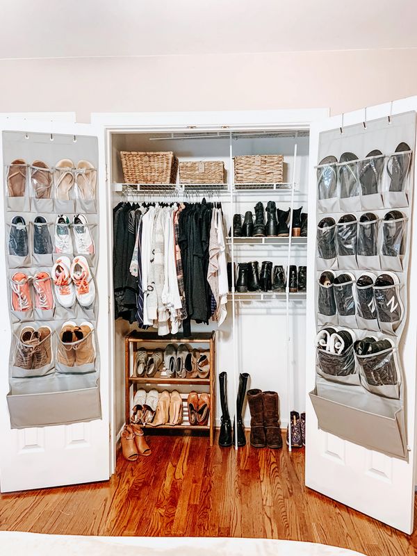 Streamlined master closet, Jersey Shore home organizing service. Arranged by Ashley NJ LBI