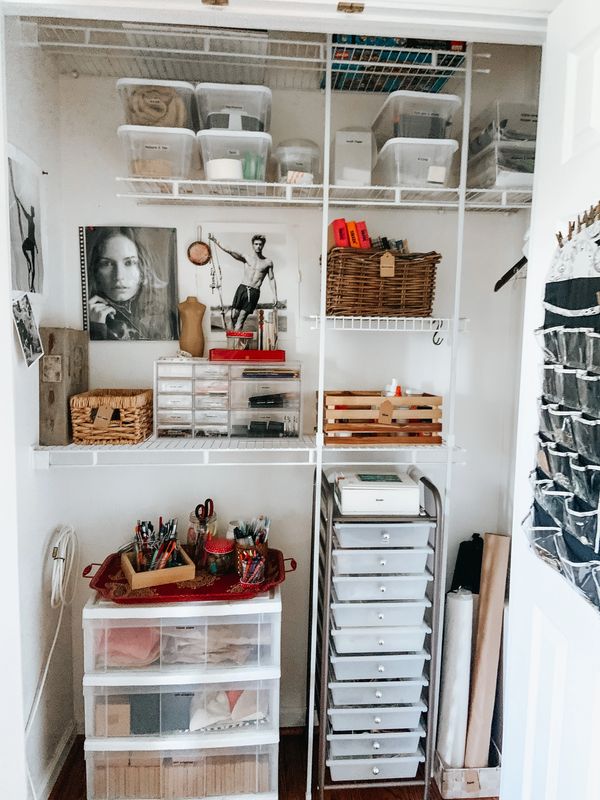 Organized art and craft closet by Arranged by Ashley. Professional Organizer Jersey Shore NJ