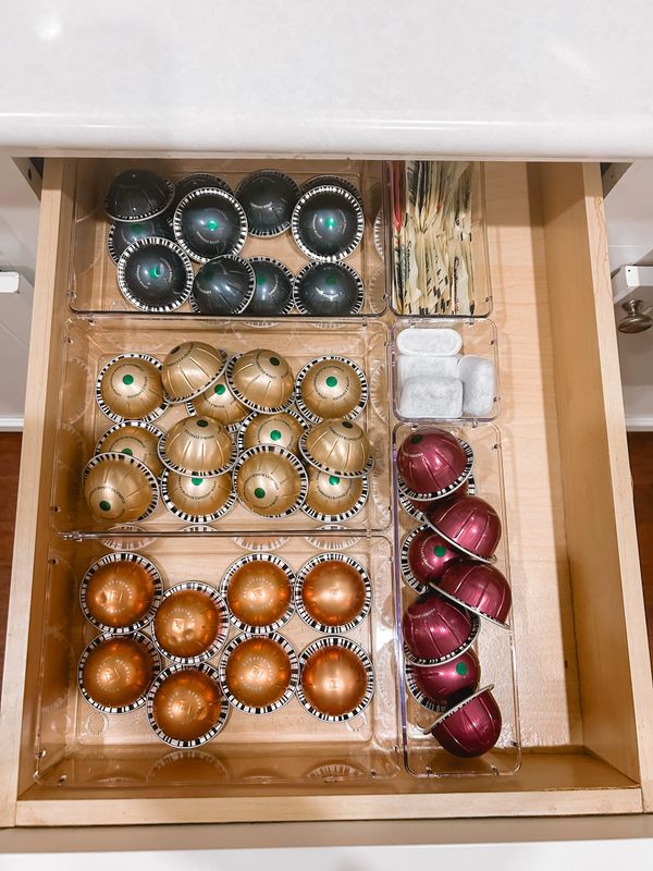 Organized coffee pods in kitchen organized by Arranged by Ashley