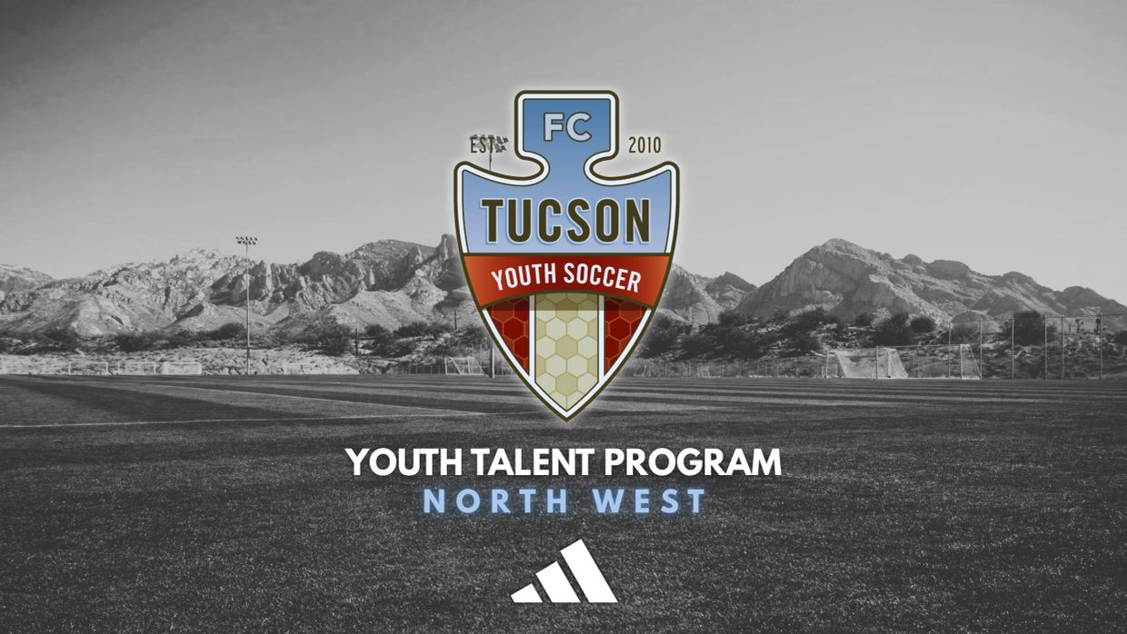 FC Tucson Youth Soccer logo with mountain background.