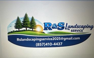 R&S Landscaping Service logo with contact email and phone number.
