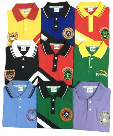 School uniform T-shirt in matty fabric with embroidery logo – manufactured by Uniform Guru Ludhiana