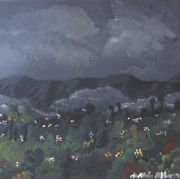  "Night View" - Out the Window 3/3
Acrylics on Canvas (8x8)
Spring 2021