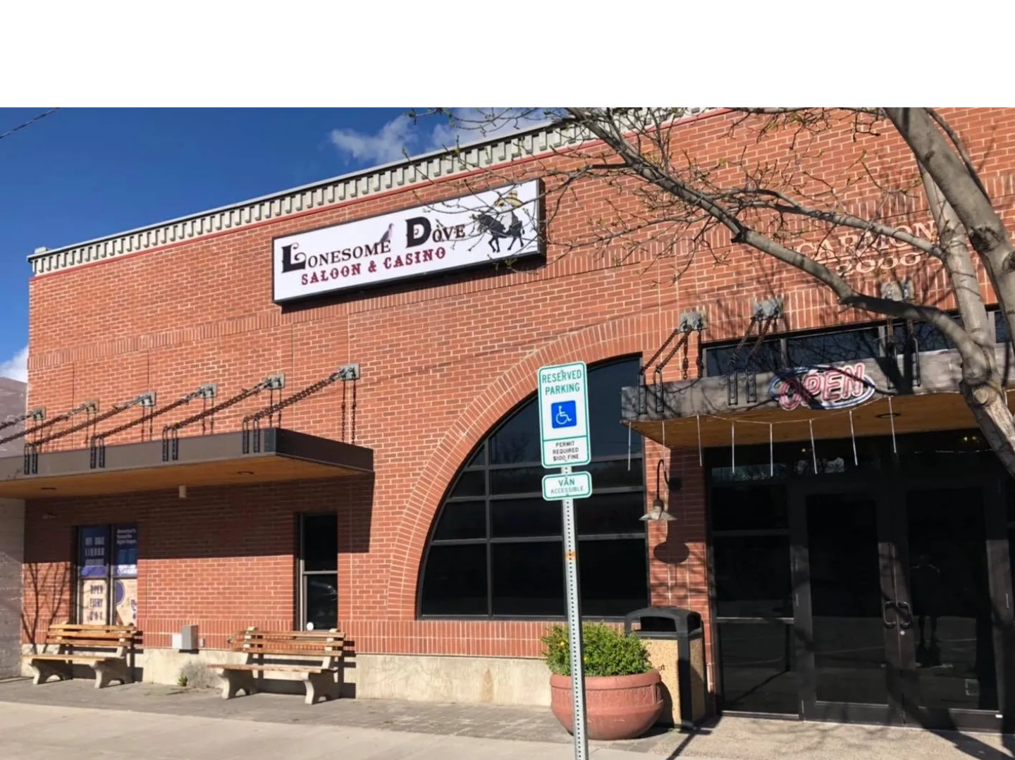 brick exterior of a bar, Lonesome Dove Saloon and Casino
