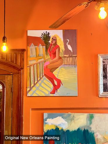 Original New Orleans Drag Queen Paintings in Basin Seafood Restaurant 