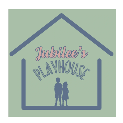 Logo of Jubilee's Playhouse with children silhouette inside a house.