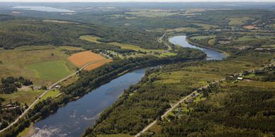 The St. John River in Frenchville, Long Lake and other Fish River Lakes in the distance.
