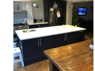 Beautiful Stella blanco quartz worktop kitchen island