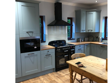 Country kitchen in duck egg blue