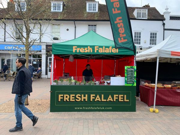 Our Falafel stall in Epsom