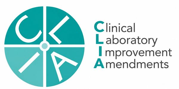 Logo for Clinical Laboratory Improvement Amendments (CLIA) with stylized letters.