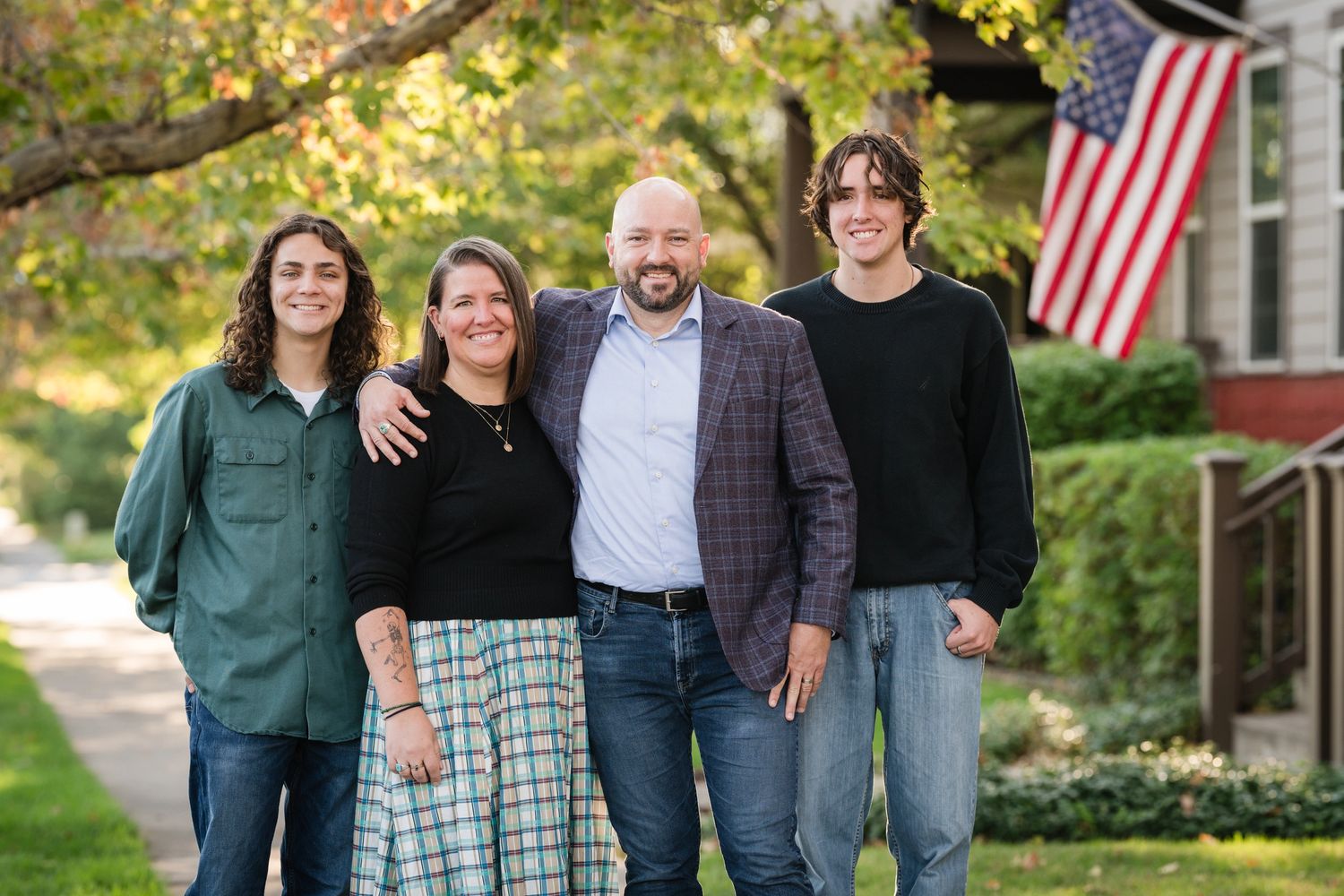 Steve Burt and family near their home in District 4.