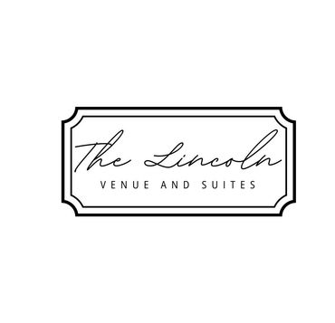Elegant logo for The Lincoln Venue and Suites in black and white.
