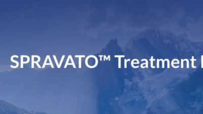 Text reading 'SPRAVATO™ Treatment' over a mountainous background.