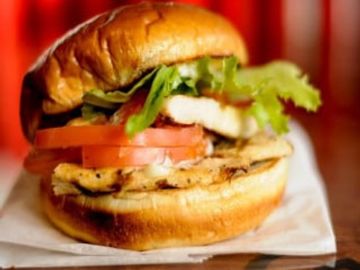 Grilled Chicken Breast, Lettuce, Tomato, Mayo served on a Brioche Bun