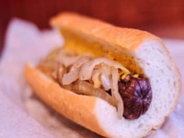 Deep fried Polish with Grilled onions & Mustard served on French bread