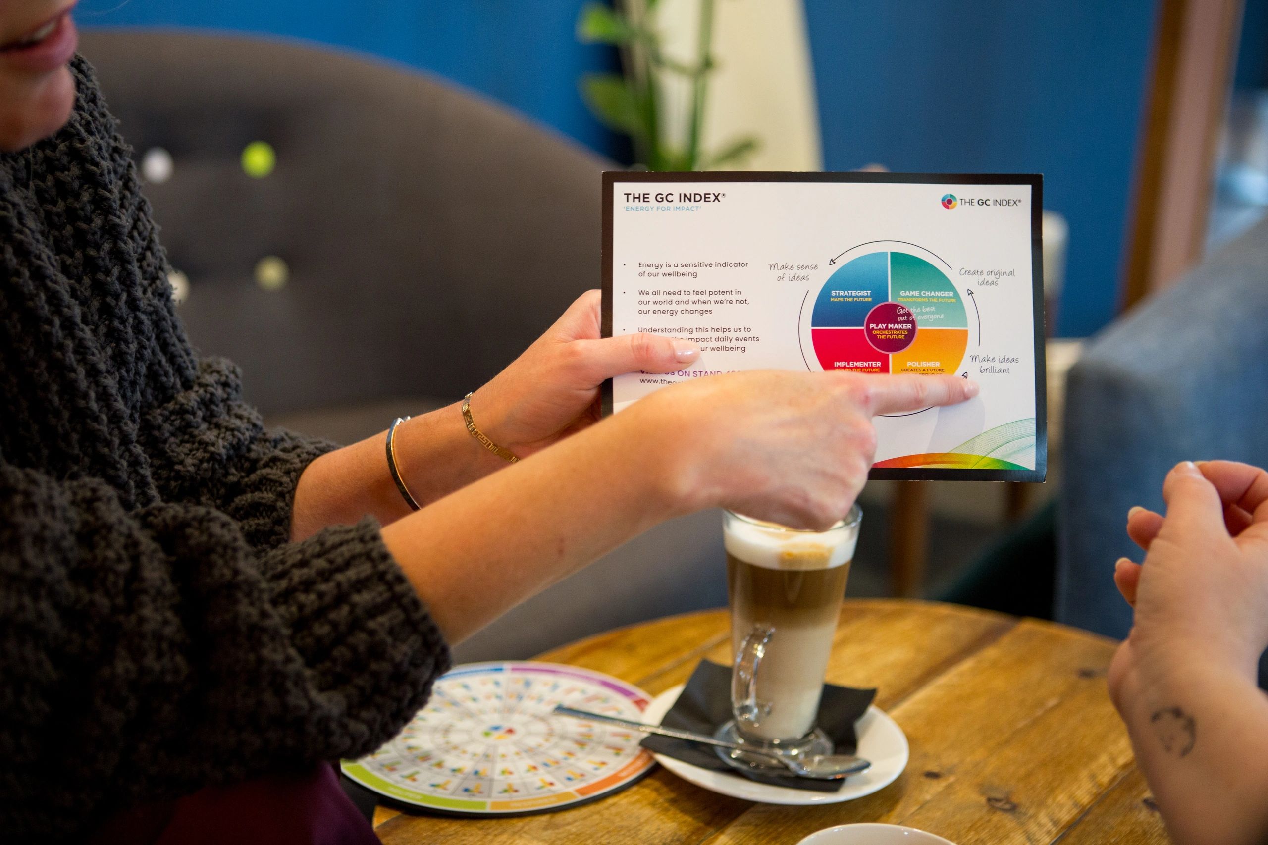 two women having a coaching conversation using the GC Index tool