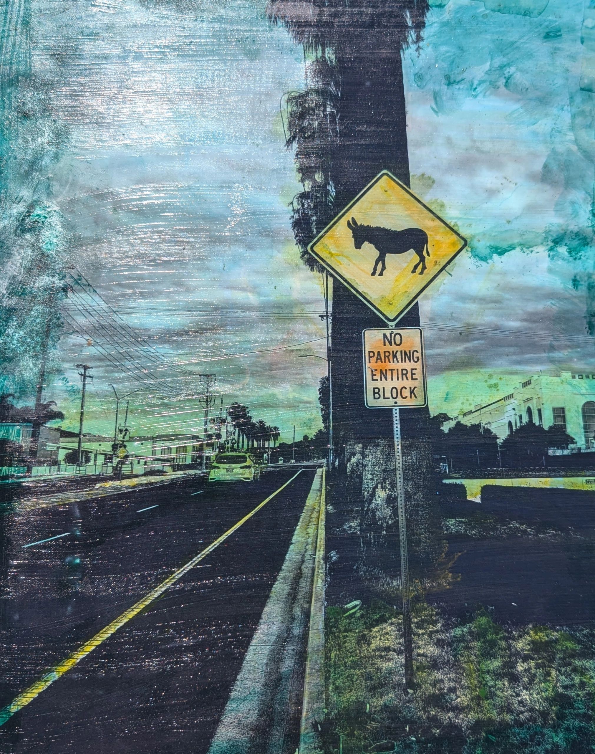 Donkey Crossing - Original image taken in August 2025 on Palmyrita Ave in Riverside.