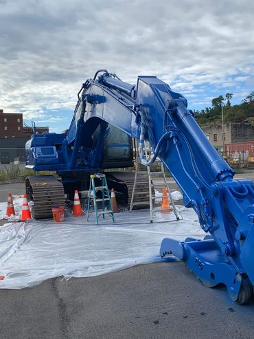 Pittsburgh blasting and painting equipment machinery excavator blasting and painting rust removal