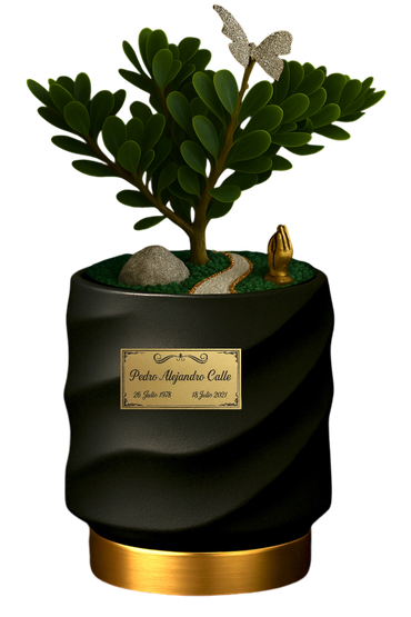 Mesa | Porcelana | Bonsai Jade Macho | Placa Bronze