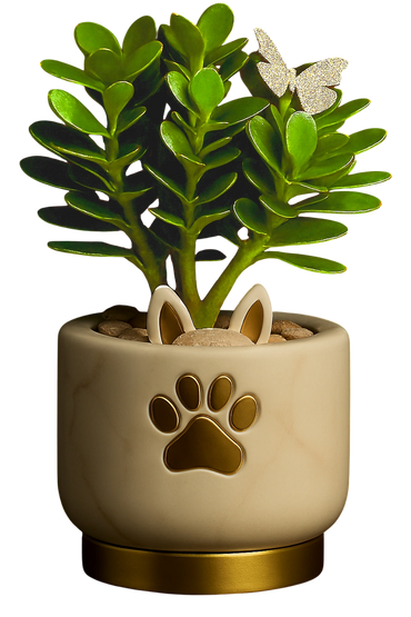 Cenizario Ecologico para mascotas. Bonsai Jade macho de recipiente en porcelana