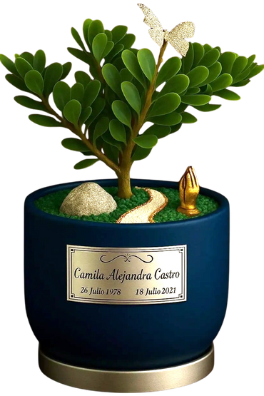 Mesa | Porcelana | Bonsai Jade Macho | Placa Metalica