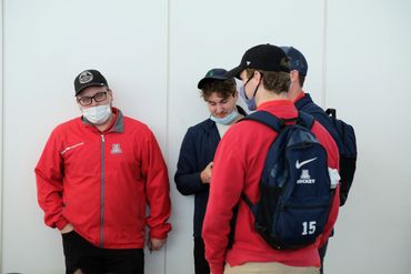 Anthony Ciurro, Max Meyer, Nolan Bivolcic and Anthony Cusanelli wait for a flight at St. Louis.