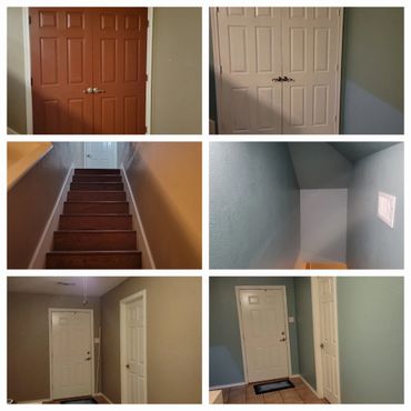 We painted the doors white and all the walls a blueish gray