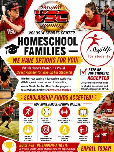 Volusia Sports Center offers homeschool families academic and athletic programs with scholarship funds accepted.
