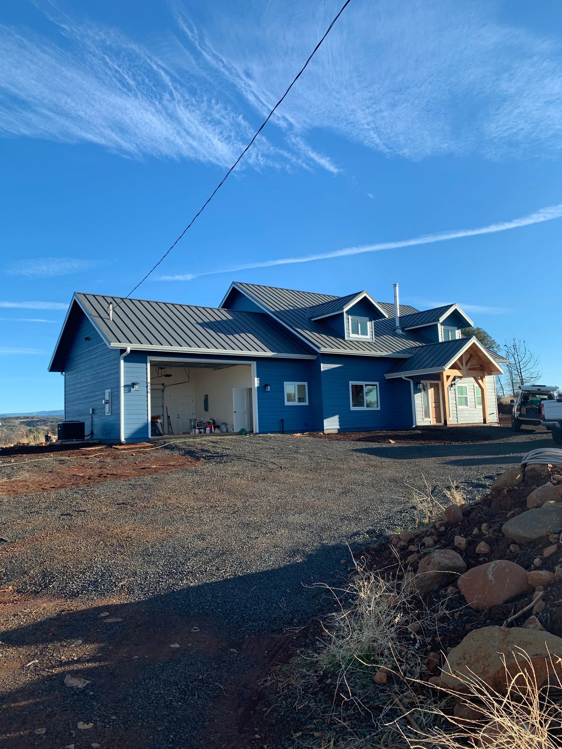 Completed house with metal roofing