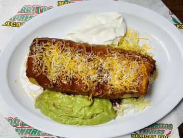 Chimichanga Guacamole Sour Cream Cheese & lettuce