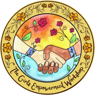 Two hands shaking inside a flower-filled circular frame with a peace dove.
